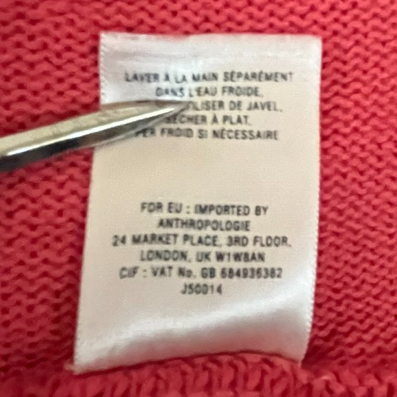 Anthropologie Angel of the North Coral Pink Boho Cotton Open Cardigan Size L - Picture 8 of 9